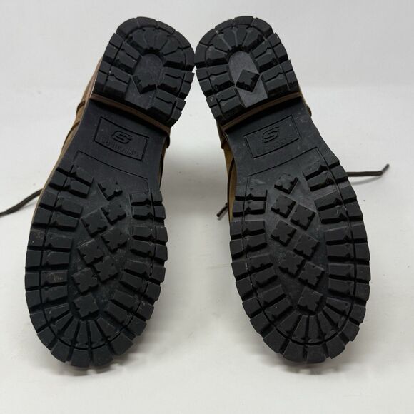 Skechers Logger Boots Womens 6.5 Brown Leather Chunky Heel Y2K Biker 47808 - Picture 14 of 16